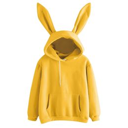 Cute Unisex Hoodie MenSweatshirt Top Dropshipping Harajuku kpop Long Sleeve Rabbit Ears Solid Kawaii Men Casual Sweatshirt