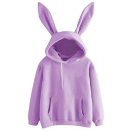 Solid Cute Unisex Hoodie Men Sweatshirt Top Retro dropshipping Harajuku kpop Long Sleeve Rabbit Ears Solid Kawaii MenCasual Sweatshirt