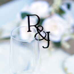 Other Event Party Supplies Drink Toppers Wedding Acrylic Drink Tags Wedding Drink Stirrer Alternative Glass Initials Wedding Wine Charms Cocktail Toppers 230724