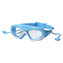 Goggles Kids Swimming Goggles Conjoined Earplugs Big Frame HD Waterproof Anti Fog Boys Girls Water Sports Glasses Sile Pool Eyewear HKD230725