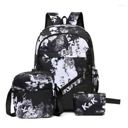 School Bags 3pcs/Set Men Travel Backpacks Camouflage Printing Shoulder Bag Backpack Canvas For Teenage Boys Students Mochila