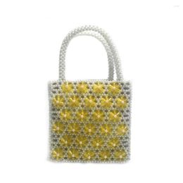 Evening Bags Six Petals Droplet Woven Pearl Handbag Niche Design Small Square Bag