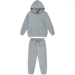 Clothing Sets 2-12Y Autumn Children Boy Clothes Set Baby Solid Pattern Hooded Sweater Top And Trouse Suit Pullover Sweatshirt Pant Tracksuit