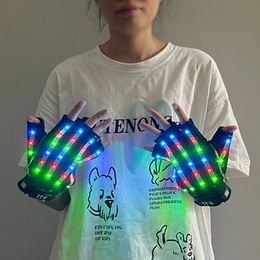 LED Light Sticks Fashion Colourful RGB Gloves With Neon Flashing For Dancing Rave Party Glowing In The Dark 230724