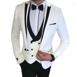 Men's Suits 3 Pcs Suit Set Coat Vest Pants / 2023 Fashion Casual Boutique Business Color Matching Man Wedding Formal Dress Blazers