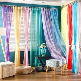 Curtain European Modern Sheer Curtains In Transparent For Living Room Decoration Multi-Color Tulle Drapery Bedroom Balcony