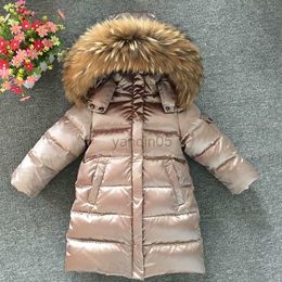 Down Coat Children's Clothing Down Jacket Boys and Girls Fur Collar With Long Thick Coat 2-12 Years Old HKD230725