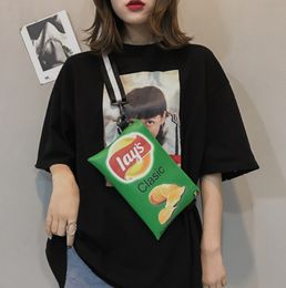 Funny Potato Chips Crossbody Handbag Women Canvas Shoulder Bag Mini Cartoon Printing Girl Envelope Bags Female Clutch Cute Purse 230724