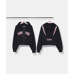 Womens Hoodies Sweatshirts Kpop Born Pink in Mexico Tour Crop Tops Hooded Cardigan Long Sleeve Zipper Coat Cotton Y2K Oversize Pullover Short Sweatshirt 230724