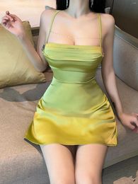 Casual Dresses Women's 2023 Summer Fresh And Sexy Cross Back Backless Short Skirt Fashion Temperament Wrapped Sling A-line Dress W2F3