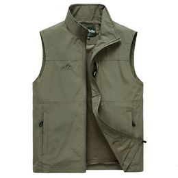 Men's Vests Sleeveless Vest Men Summer Breathable Waistcoat Multipockets Jacket Outdoor Fishing P ography Travel Clothes 8XL 230725