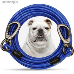 Double-headed Pet Dog Tie Out Cable Leash Long Steel Wire Rope for Outdoor Dogs Straps Adjustable Running Rope Supplies L230620