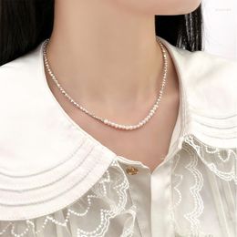 Chains Natural Freshwater Pearl Simple Irregular 925 Sterling Silver Necklace Girl Gift Fine Jewellery