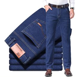 Mens Jeans Business Casual Style Fashion Men Denim Regular Fit Black Blue Pants Stretch Trousers Male 230725