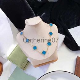 Pendant Necklaces Luxury fashion designer pendant necklace jewelry four leaf clover necklace black green agate long 10 ten flower pendant mother of pear J230725