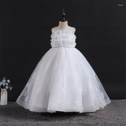 Girl Dresses High Quality Beads Long For Girls Elegant Teenage Flowers Children Gown Dress Party