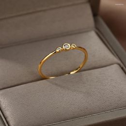 Wedding Rings Zircon Engagement For Women Gold Colour Stainless Steel Ring Female Finger Jewellery Birthday Gift