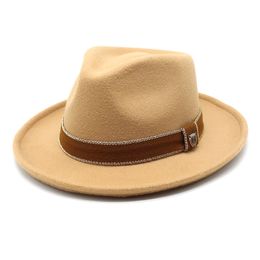 Men's Women's Fedora Hat For Gentleman Jazz Church Cap Winter Autumn Short Brim Felt Trilby Hats