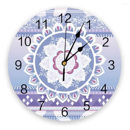 Wall Clocks Purple Mandala Boho Romantic Clock Kid Room Modern Home Decor Digital Living Sticker