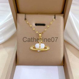 Pendant Necklaces Fashion Personality Heart Planet Pendant Necklace For Women Charm Cross Banquet Wedding Jewellery Birthday Gift For Friends J230725