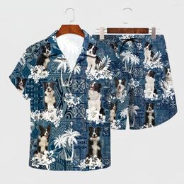 Men's Tracksuits Border Collie Hawaiian Set 3D All Over Printed Hawaii Shirt Beach Shorts Men For Women Funny Dog Sunmmer Clothes