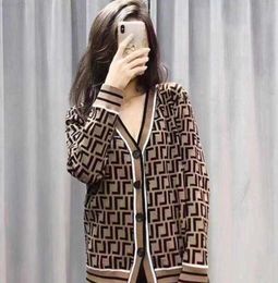 Women's Women Brand Sweaters Designer Letter Pattern Cardigan Sweater Coat Wool Blended Woman Knitwear Ladies Knitted Top V-Neck Long Sleeve coat L230725