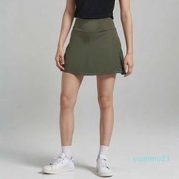 LU Shorts Womens Pleated Tennis Skirts with Pockets High Waisted Golf Skorts Skirts Soft Breathable Cute Athletic Skirt