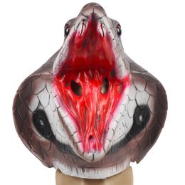 Halloween Animal Cobra Mask Horror Snake Latex Head Cover Halloween Horror Simulation Animal Dress Up Props