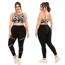 Women's Two Piece Pants L-XXXL Plus Size Matching Sets Sports Bra Tops Gym Yoga Suit For Fitness Female Clothes Tracksuits Leggings Tight