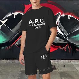 Men's Tracksuits France Design APC Mens Cotton Luxury T Shirt Sets Fashion Womens Shirts Shorts Suits Summer Graphic Unisex Streetwear