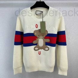 Women's Sweaters Designer Women Knits Tops With Bear Letter Embroidery Cashmere Milan Runway Crop Top Shirt High End Elasticity Pullover Jumper Outwear 0LTL