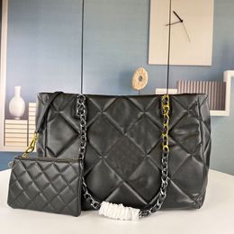 Chain Handbags Purse Tote Shopping Bag Quilting Shoulder Bags Women Black Sheepskin Fashion Letters Zipper Wallet Magnetic Button Internal Zipper Pocket 36cm