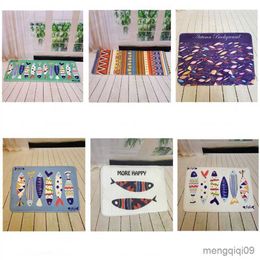 Carpets fish Printed Door Mat Non-Slip Doormats Area Rugs Floor Carpets Bathroom Kitchen Carpet Toilet Tapete R230725