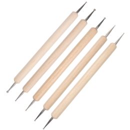 5Pcs Nail Art Dotting Pens Professional Wooden Dot Pens Nail Salon Dotting Tools Set Diamond Picking Tool for DIY Manicure Craft