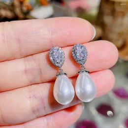 Stud Earrings CANPEL Luxury Water Drop Bridal Pearl For Women Cubic Zirconia Long Dangle Earring Fashion Jewellery