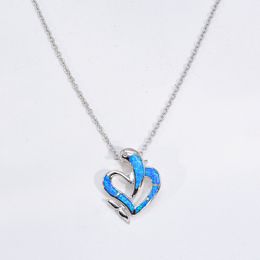 2023 New S925 Sterling Silver European and American Fashion Blue Aobao Love Dolphin Pendant Sweater Chain Bone Chain Necklace