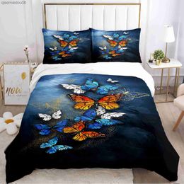 Flower Butterfly Duvet Cover Kawaii Comforter Bedding sets Soft Quilt Cover and cases for Teens Single/Double/Queen/King L230704