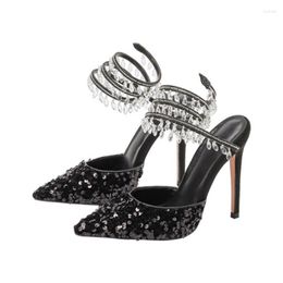 Sandals Brand Design Snake Shape Crystal Pendant Women's Summer Sequins 11cm High Heels Party Wedding Bridal Shoes Size 40 41 42