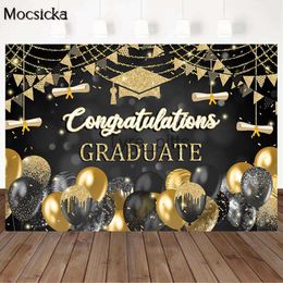 Background Material Mocsicka congratulates graduate students on their photography background in 2022. Hat balloon golden party decoration photo background x0724