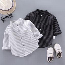 Kids Shirts IENENS Spring Thin Baby Boys Long Sleeve Striped Print Tops Tees Casual Blouse 230724