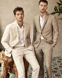 Men's Suits Blazers Summer Beige Light Brown Linen Mens Suits Beach Wedding Prom Tuxedos Groom Wear Latest Blazer Design Men Suits Custom Made 230724