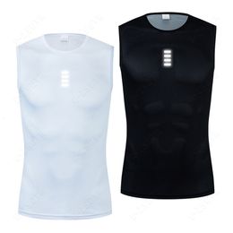 Men's Tank Tops Reflective Vest Sport Underwear Base Layer White Cycling Undershirt Quick Dry Clothes Tights Vest High Elastici Vest Bike Jersey 230724