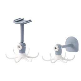 Octopus without punching 360 degree rotatable small octopus hook wardrobe kitchen bathroom dormitory adhesive Artefact