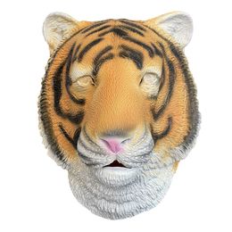 Animal mask Tiger latex mask 2022 Zodiac Year of the Tiger simulation Tiger hood funny horror party mask