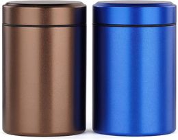 Storage Bottles Aluminium Jar 2-Pack Portable Multipurpose Airtight Container For Spices Coffee & Teas (Dark Blue Brown)