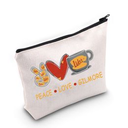 Gilmore TV Show Cosmetic Bag Lorelai and Rory Fans Gift Peace Love Gilmore Makeup Zipper Pouch Bag For Friend Family