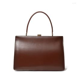Evening Bags Genuine Leather Large Tote Bag For Women 2023 Cowhide Simple Retro Handbags Luxury Designer Female Shoulder Coffee Black