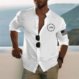 Men's Dress Shirts Lapel men's casual sports room muscle shirt outdoor street long-sleeved button top latest fashion simple 1776 230724