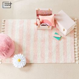 Carpet Striped Fluffy For Living Room Pink Hairy Nursery Play Mat Children Plush Babi Mats Furry Soft Kids Bedroom Rugs 230725