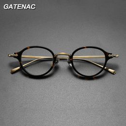 Eyeglass Frame Vintage Acetate Eyeglasses Frame Men Round Myopia Prescription Optical Small Glasses Frame Women Luxury Brand Eyewear 230725